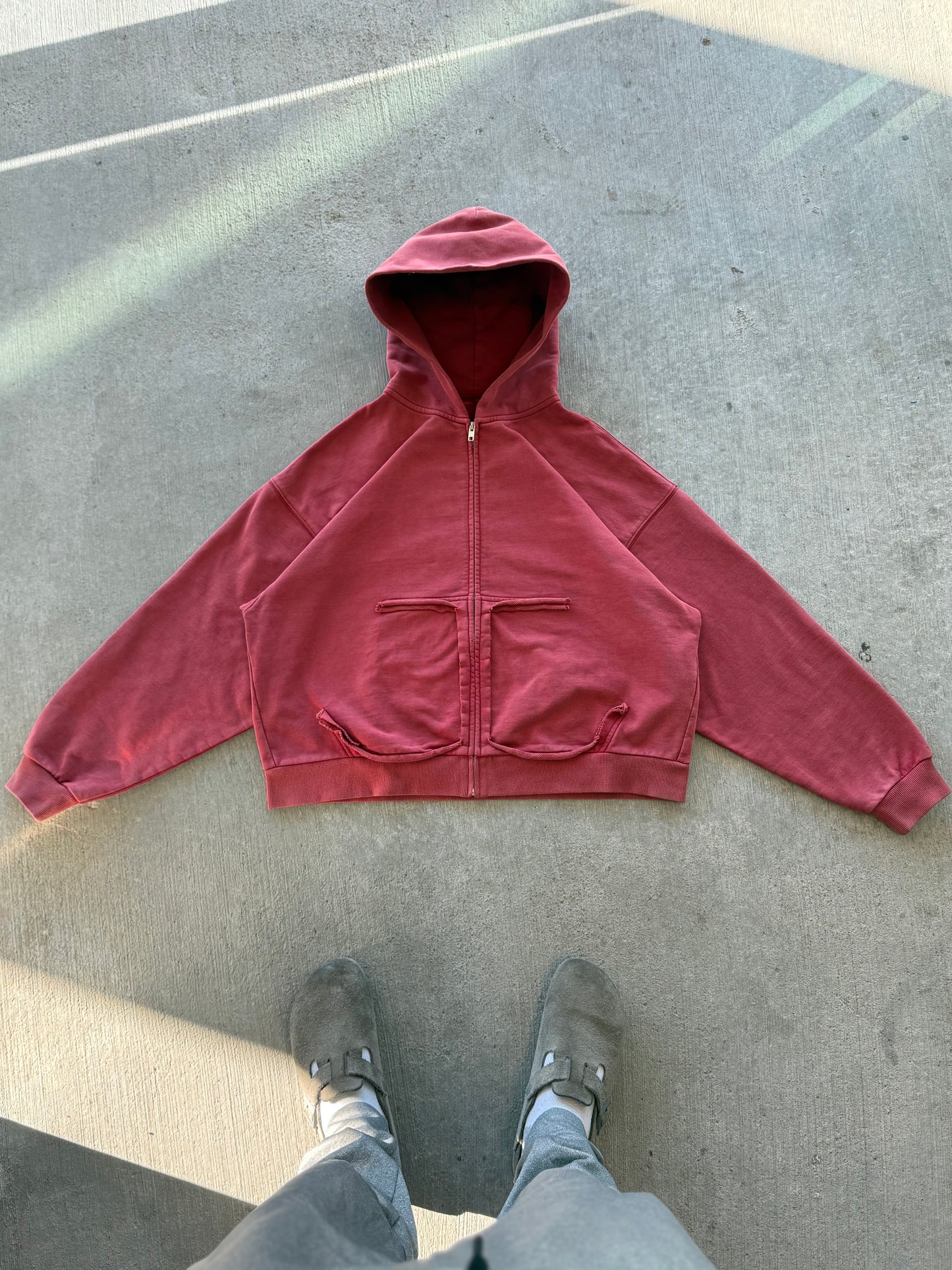 VLCTY "RED WASHED ZIP UP"