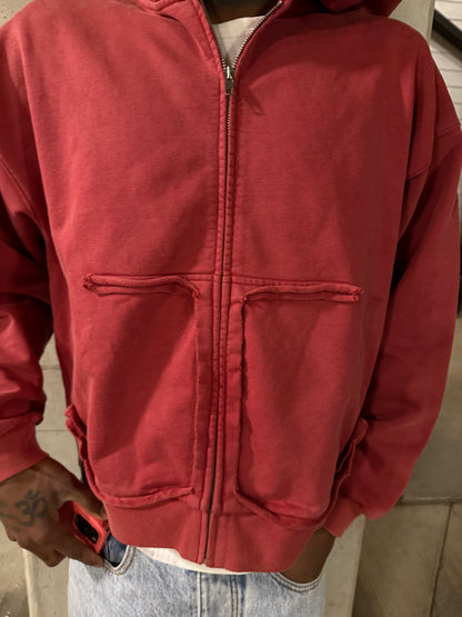 VLCTY "RED WASHED ZIP UP"